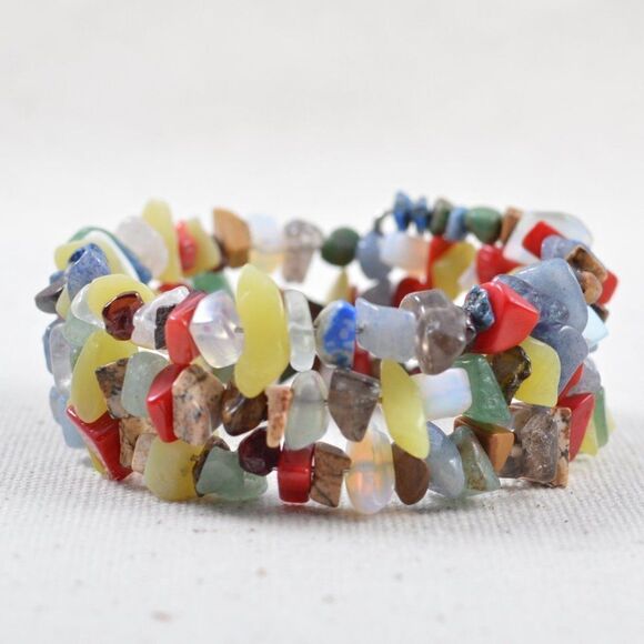 Multicolored Gemstone Wrapped Bracelet - Picture 1 of 3